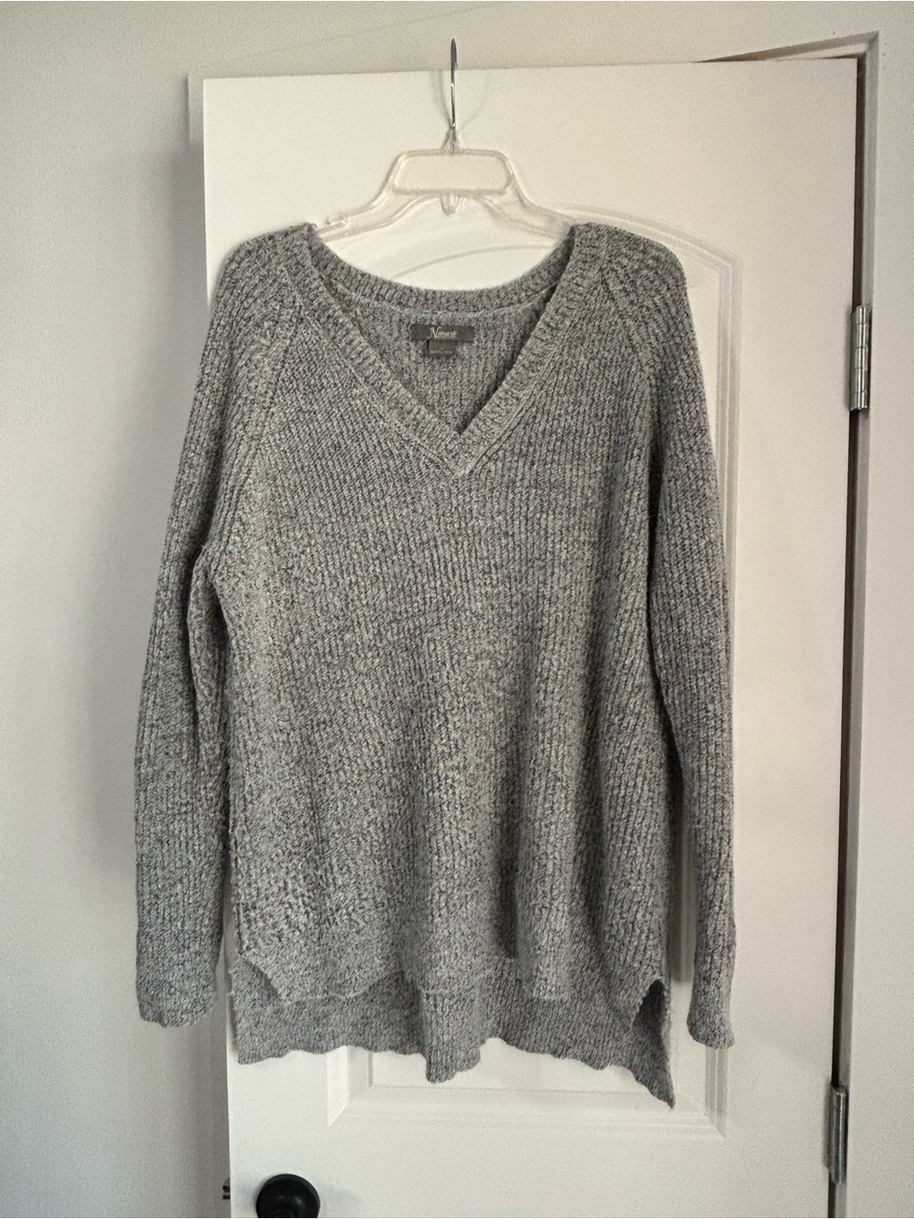 V-Neck Gray Knit Sweater